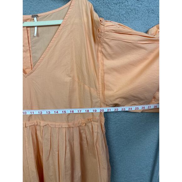 Free People Bubble Sleeve Mini Dress Creamsicle Size L Boho Coastal Versatile - Picture 4 of 9